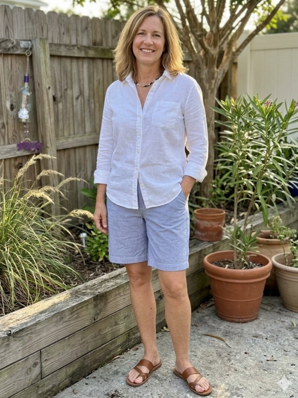👗Tommy Hilfiger Hollywood 9 in  Lightweight Blue Seersucker Shorts